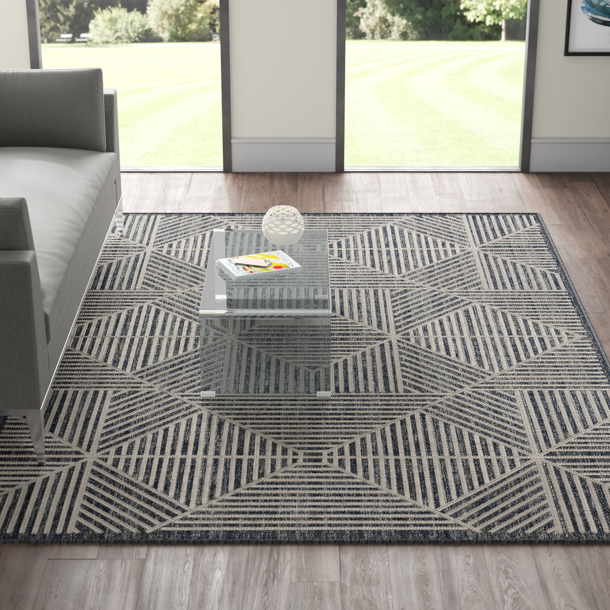 Zahir Tropical Floral Indoor/Outdoor Area Rug Cream/Gray/Black Beachcrest Home Rug Size: Rectangle 5' x 7