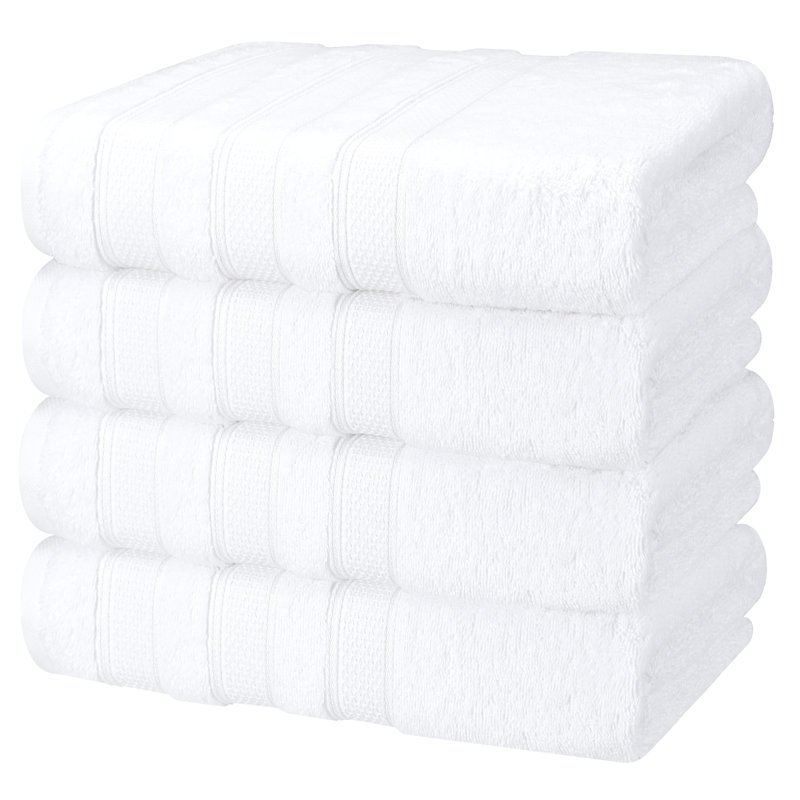 100% Cotton 4 Piece Luxury Turkish Bath Towel Set, White