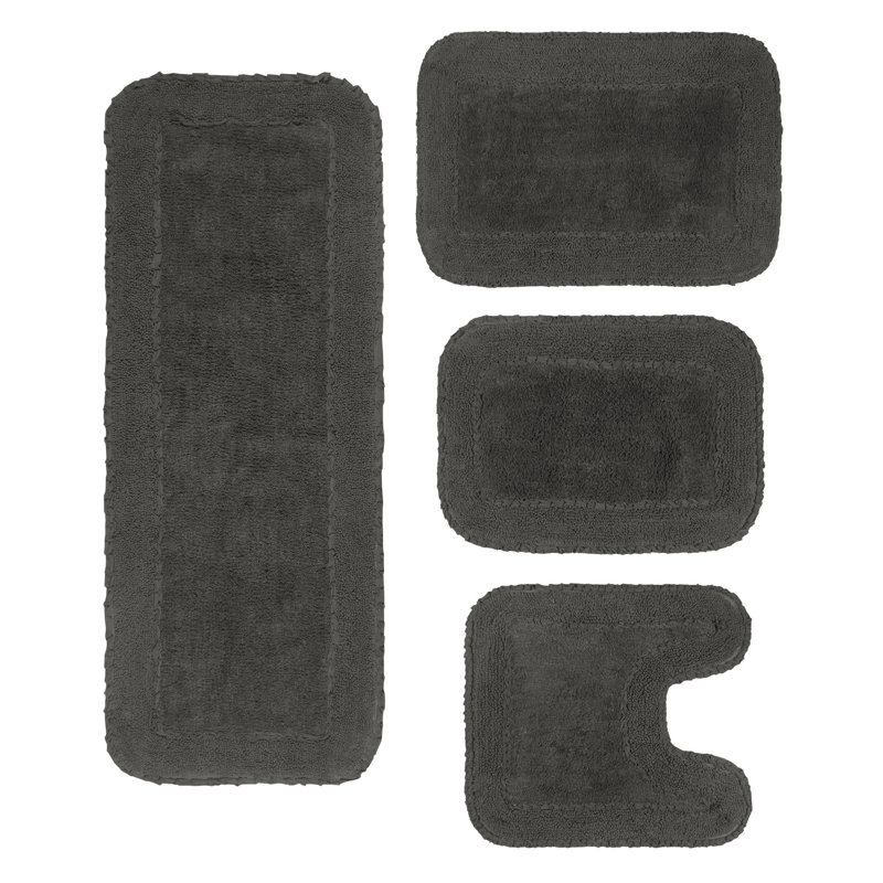Tapis pour salle de bain 100% coton avec envers en latex Radiant Collection, gris