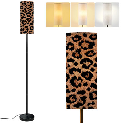  68.5" Standing Floor Lamp Seamless leopard Stylish print for Dimmable Metal Pole Lamp with Linen Lampshade LED Bulb Included