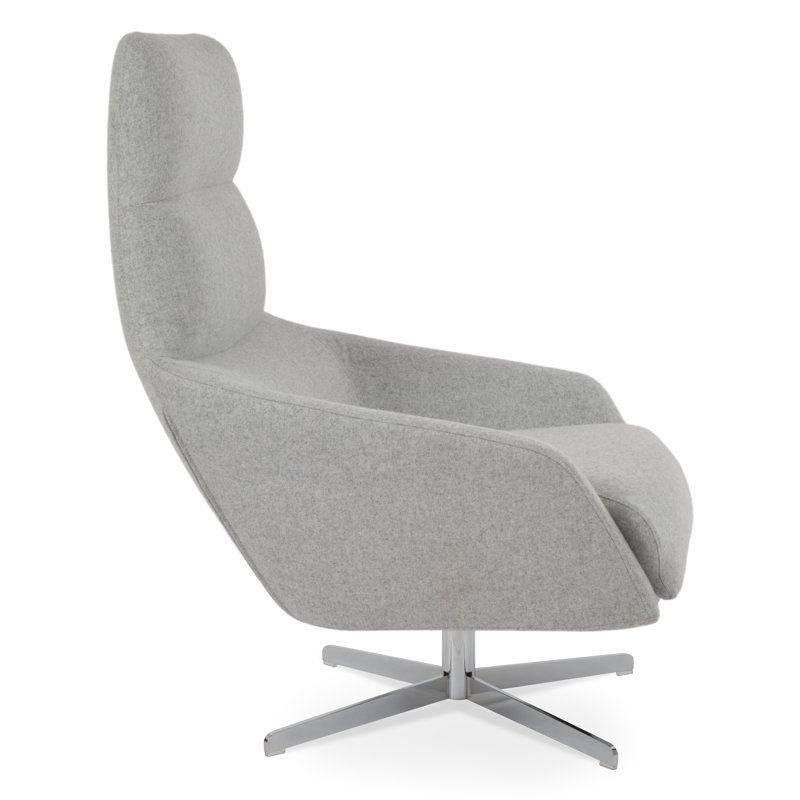 Fauteuil pivotant BRC 4 étoiles en laine, Laine argentée, Chrome chrome