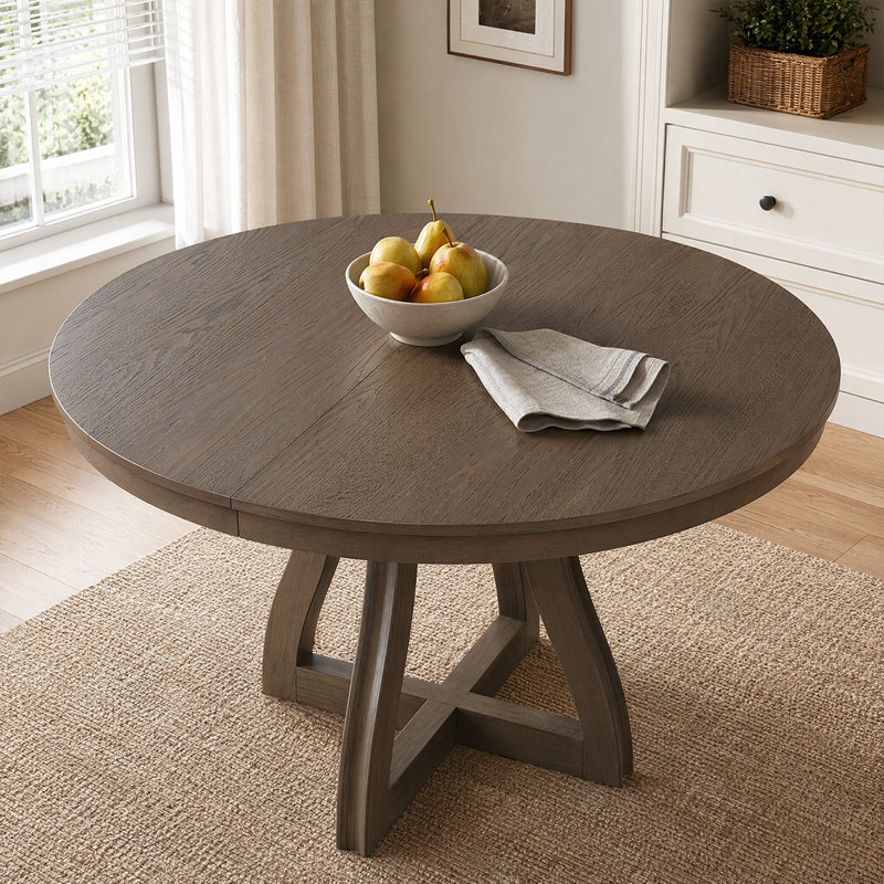 Table ronde extensible Rustic - Table de salle à manger peu encombrante pour 4-6 personnes, Espresso