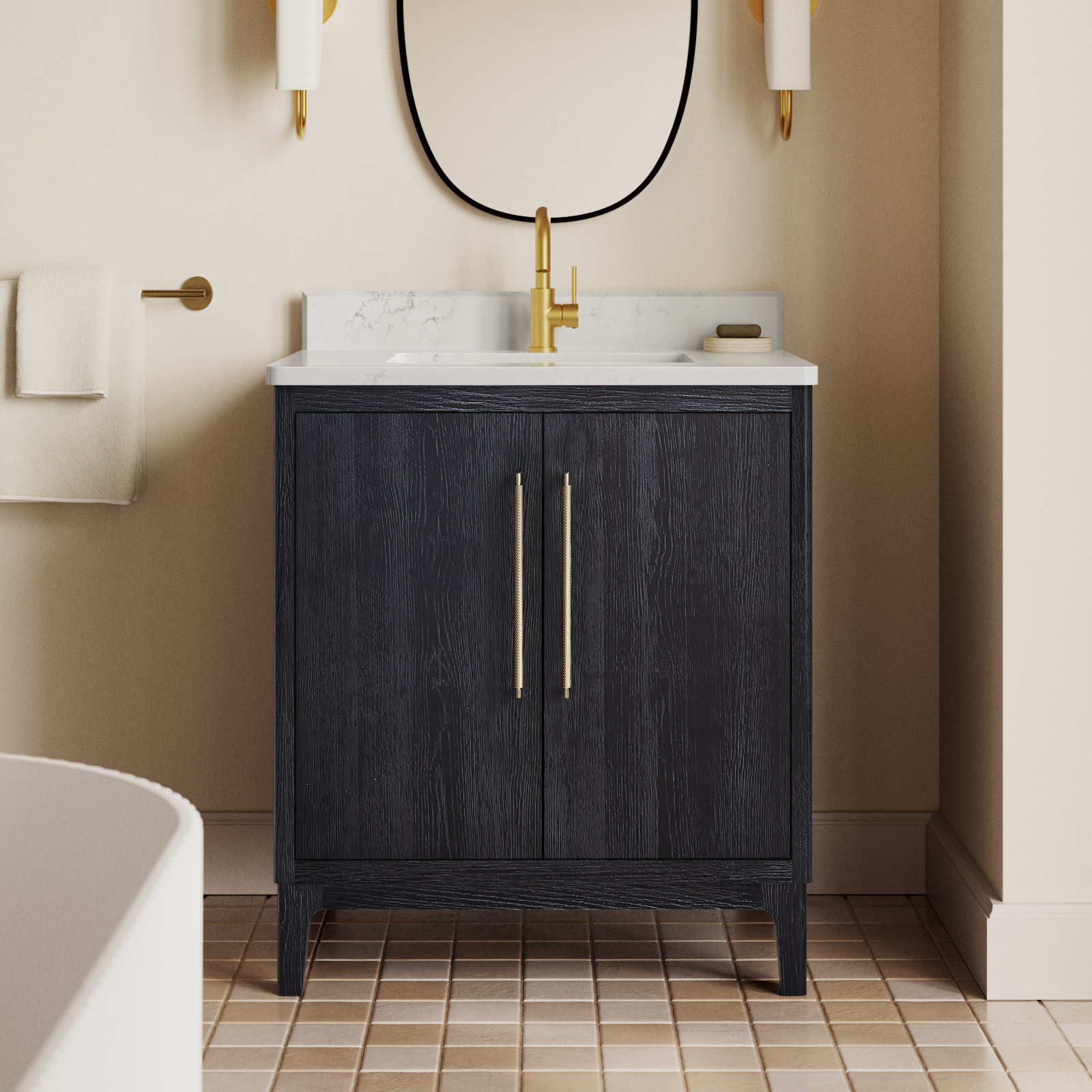 Langosta 30" Single Bathroom Vanity, Fir Wood Black