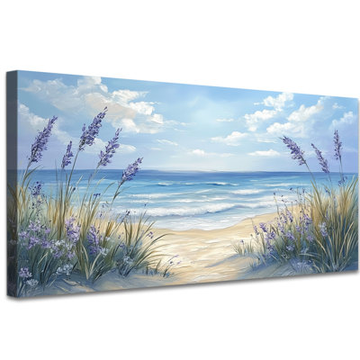 Large Coastal Wall Art - Beach Pictures Wall Decor, Ocean Wave Canvas Wall Art Prints for Living Room, Summer Seascape Painting Framed for Bedroom, Wrapped Canvas Print, 30×60 inches
