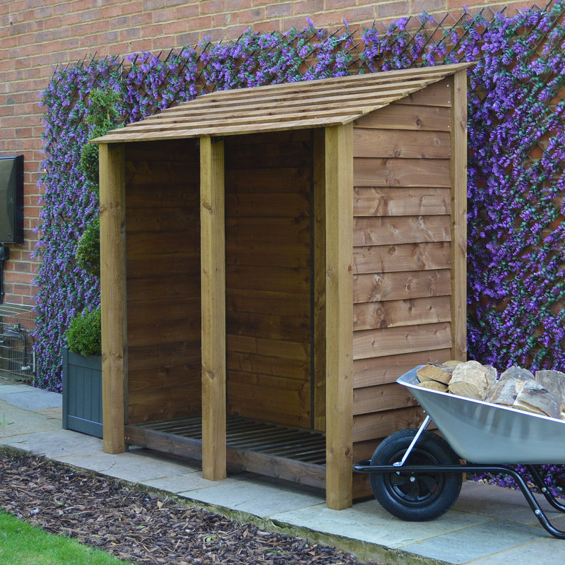 Cooper 180cm W x 80cm D Solid Wood Log Store, Rustic Brown
