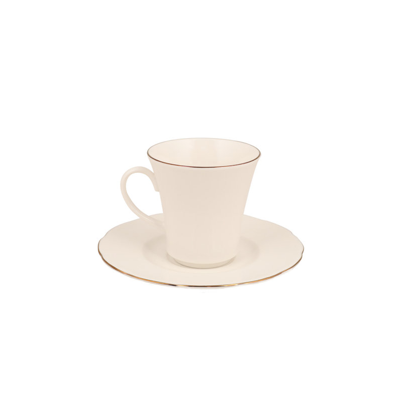 Daenerys Porcelain China Dinnerware Set 83 Piece - Service for 12, White/Gold