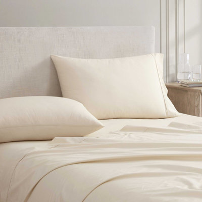 Martha Stewart Skylands Solid Cotton Percale Beige Sheet Set