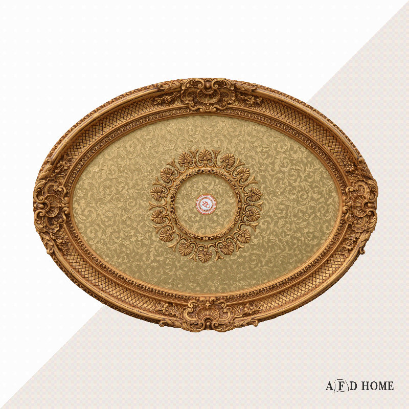Oval Chandelier Ceiling Medallion, Golden