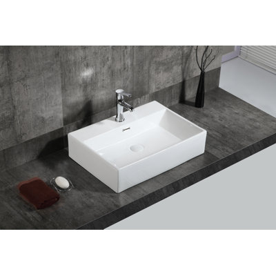 Wrought Studio™ Planterra 16.5 " Ceramic Rectangular Bathroom Sink and Overflow Hole