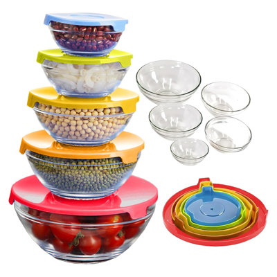 5 Pcs Glass Food Storage Containers With Snap Lock Lids, BPA Free