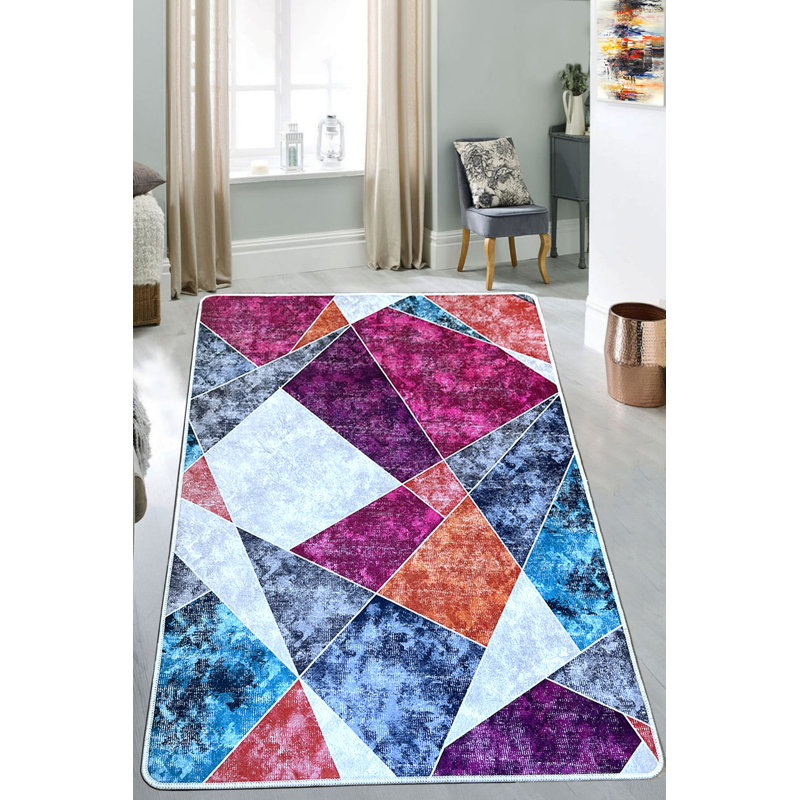 Premium Hall Carpet, 2.6 x 6.6 Feet, 100% Polyester, 0.4 in Pile Height | Antibacterial, Non-Slip Underside, Machine Washable | Stylish & Durable for Entryways, Living Rooms & High-Traffic Areas