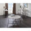 Table basse ronde avec cadre en métal, chêne blanc et chrome