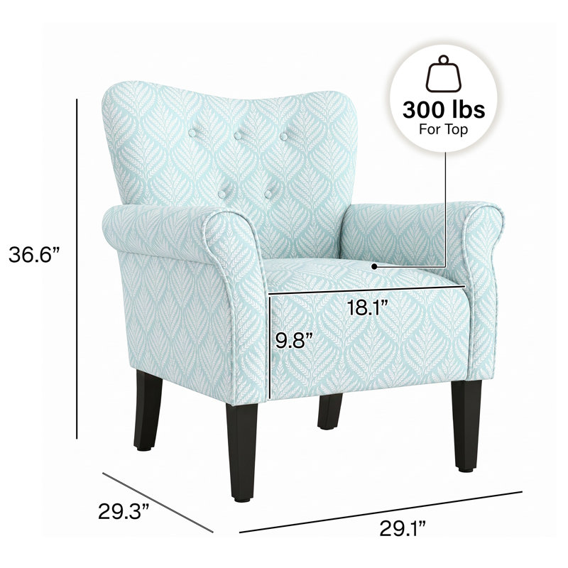 Chaise d'appoint moderne rembourrée - bleu fronde, Bleu fronde