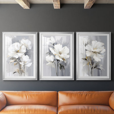 FLORAL Series CDXLIII  -Custom Framed  Premium Print W Matt - 3 Pieces