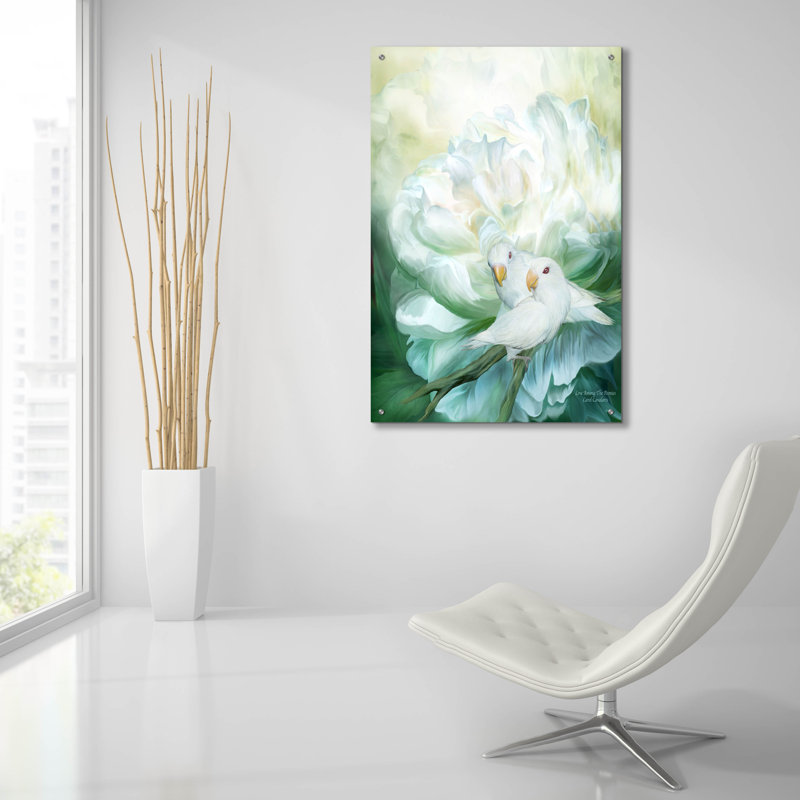 Art mural en verre Winston Porter «Love parmi les pivoines» par Carol Cavalaris, H 36 po x l 24 po