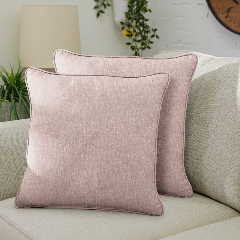 Coussin décoratif intérieur / extérieur en polyester , Rosé, H 18 po x l 21 po, Carré