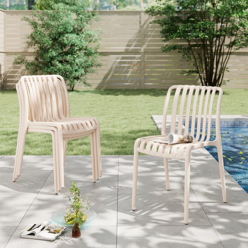 Chaise de salle à manger d'extérieur empilable, Blanc