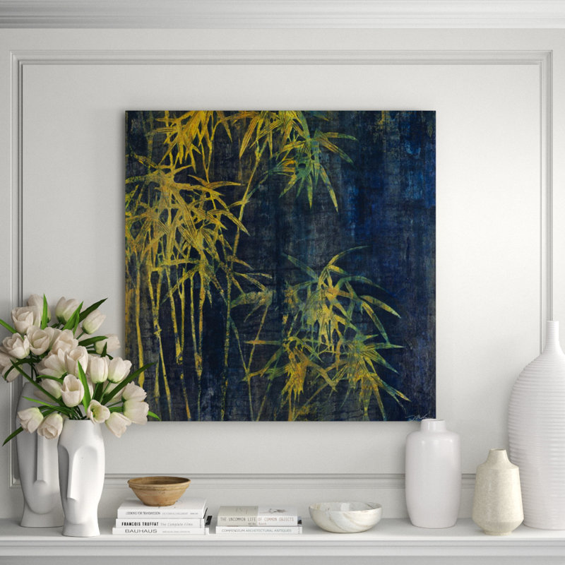 Bamboo In Golden Yellow Print, 54" H x 54" W, Glass Coat