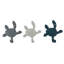 Ensemble de 3 crochets muraux en fonte, motif de tortues marines bleues, grises et blanches, 14,6 cm de large