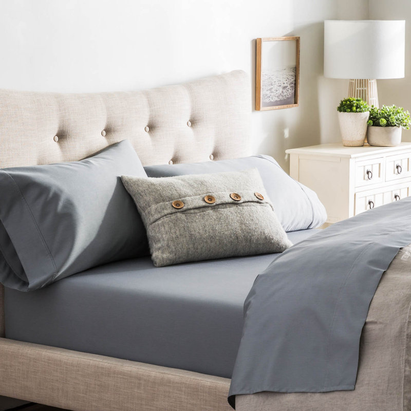 Marigot Cotton Blend Sheet Set, Full Sheet Set with 2 Pillowcases, Slate