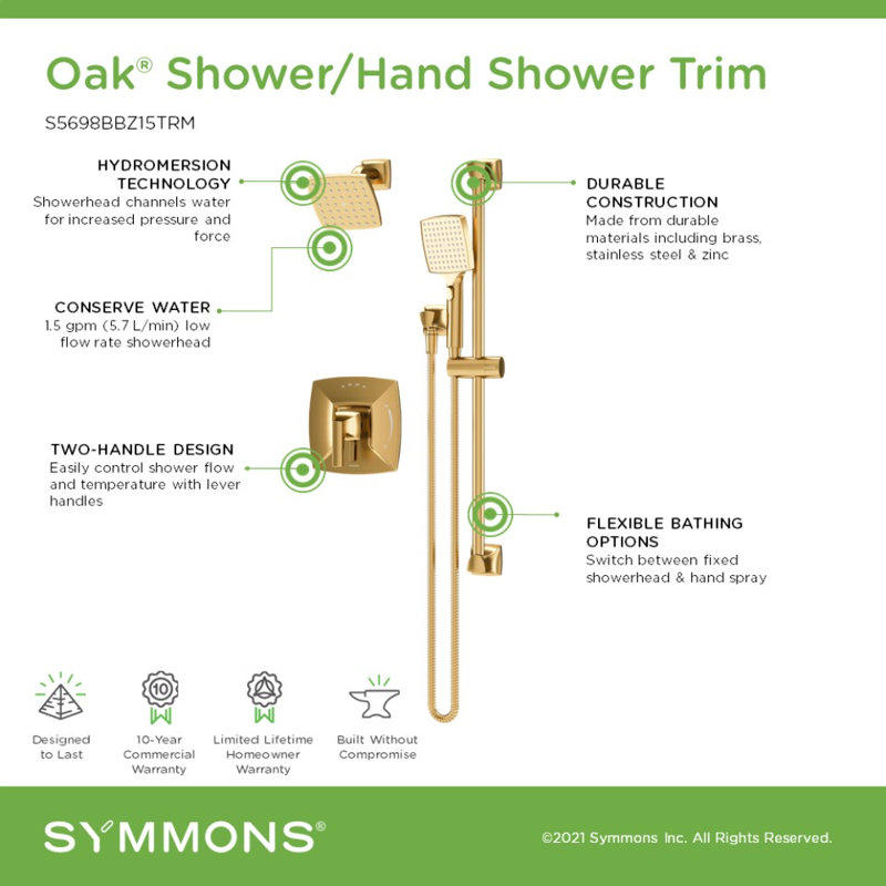 Oak HydroMersion Shower Faucet Trim with Hand Spray, Bronze