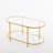 Oval Champagne Gold Iron Frame Paired with Transparent Glass Double-layer Coffee Table-364657031