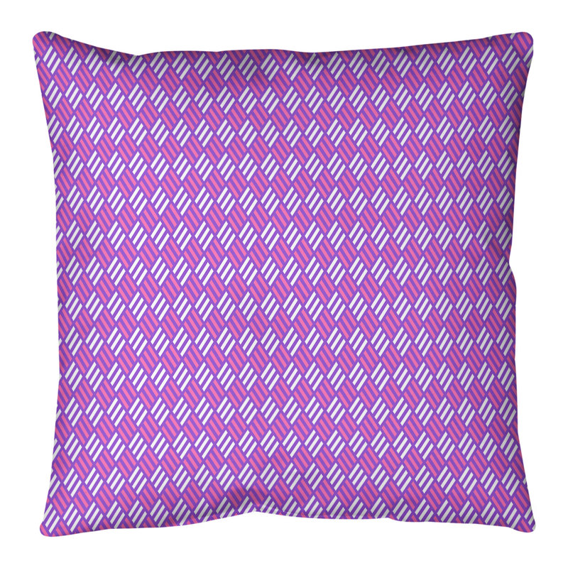 Coussin décoratif en losanges à rayures elizabeth katelyn, H 14 po x l 14 po, Mauve / Rose, Pas de bourre