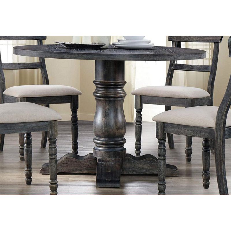Cynai Oak Round Solid Wood Top with Solid Wood Base Dining Table