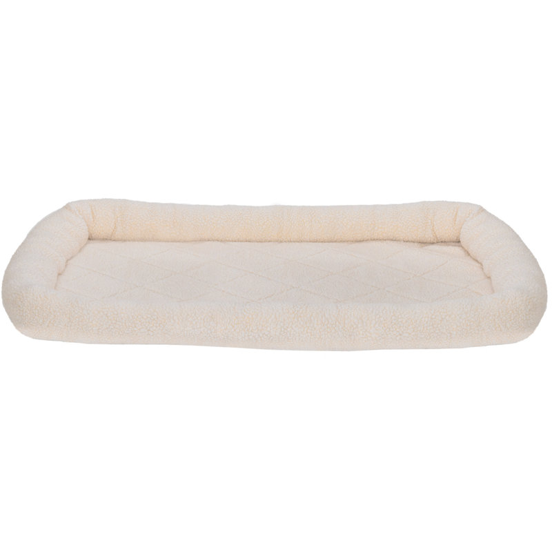 Cream Faux Lambswool Bolster Crate Pet Bed, Large