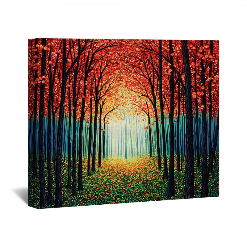 Forêt d'automne sur toile tendue - Décoration murale nature, H 16 po x l 20 po