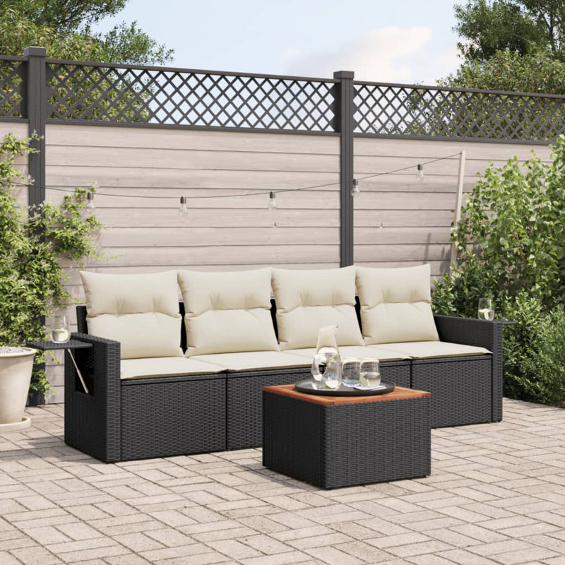 Ensemble de canapé de jardin Vidaxl noir, blanc crème