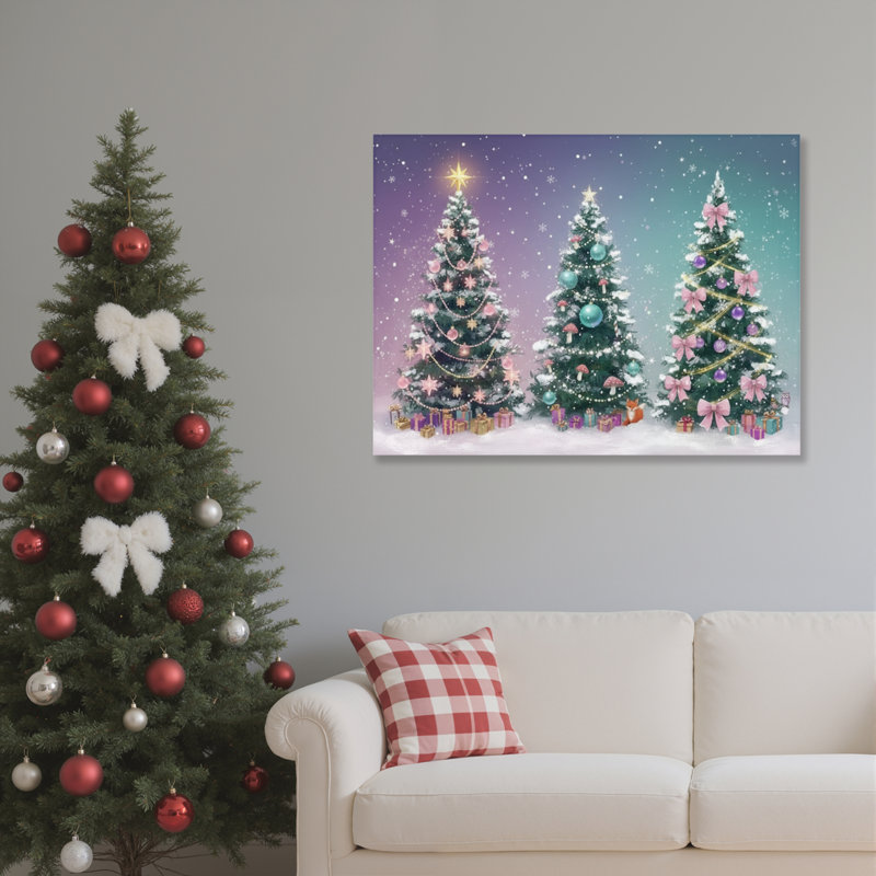 «Tree Lights», peinture sur toile, H 12 po x l 18 po