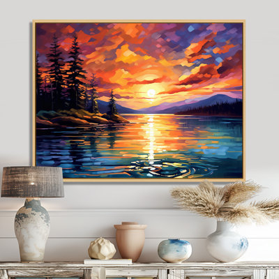 Sunset With Colorful Reflections IV - Coastal Sunset Canvas Art