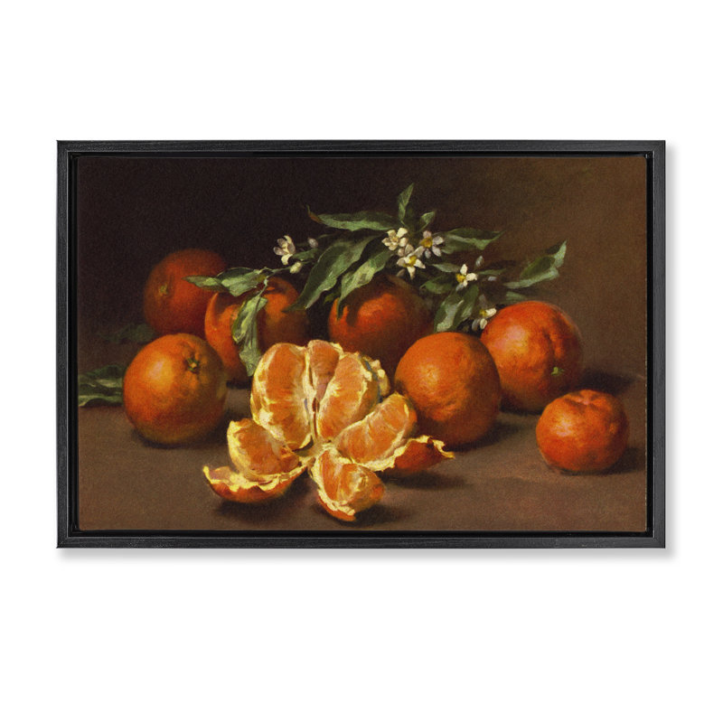  Nature morte pelée d'oranges par Tina Higgins Designs, Inc., H 17 po x l 25 po, Cadre flottant noir de jais
