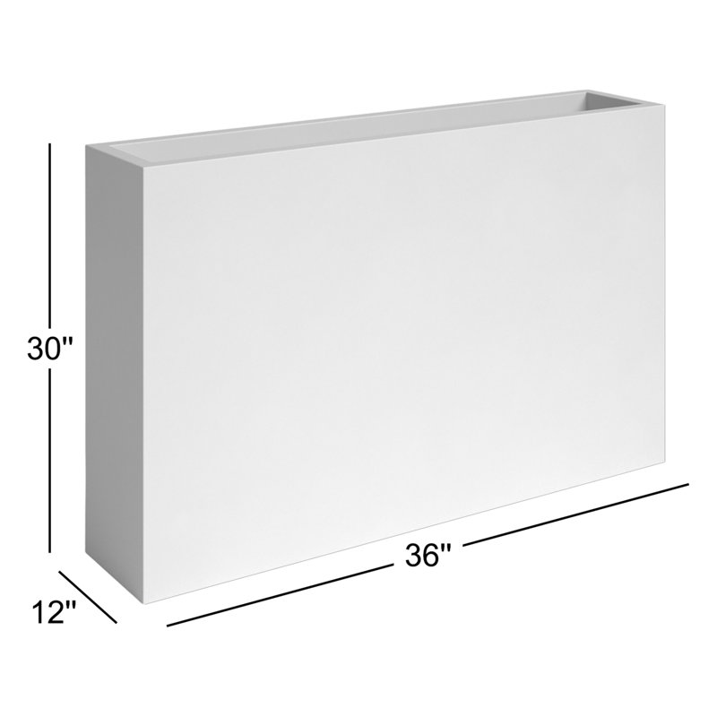 Bac à fleurs en fibre de verre Connoisseur, H 30 po x l 36 po x P 12 po, Blanc