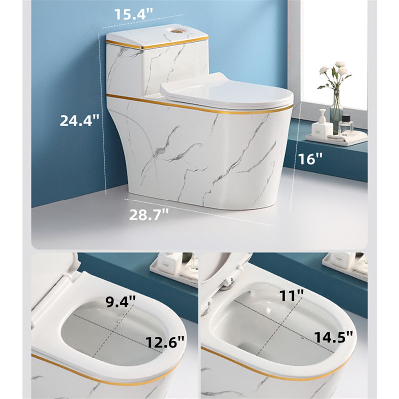 Toilette allongée une pièce à double chasse (siège inclus)