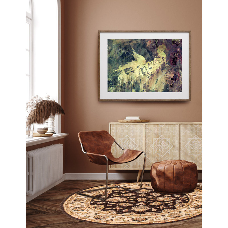 Tapis oriental en laine noué à la main brun foncé / beige Gaw, Rond 5 pi