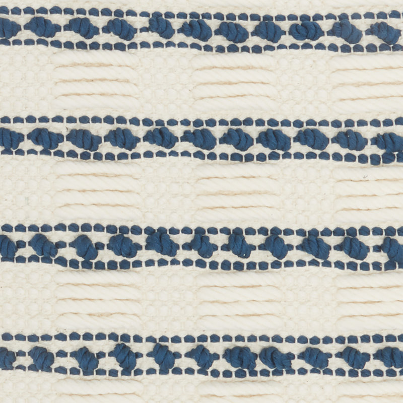 Ivory and Navy Woven Lines and Dots 18" Square Throw Pillow