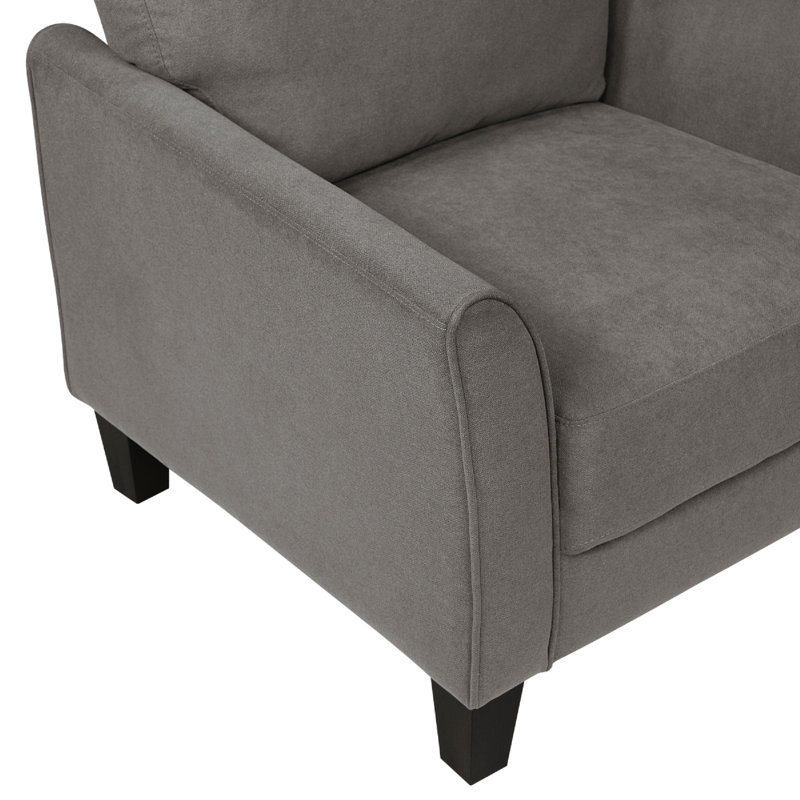 Canapé Xumo, tissu, 79 pouces, pieds en bois effilés noirs, Gris taupe