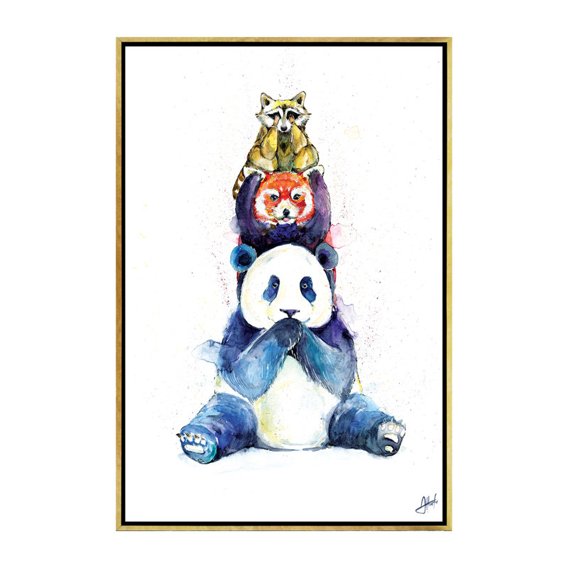 Décoration murale pour enfants Pandamium, H 60 po x l 40po x P 1,5 po, Toile encadrée d'or