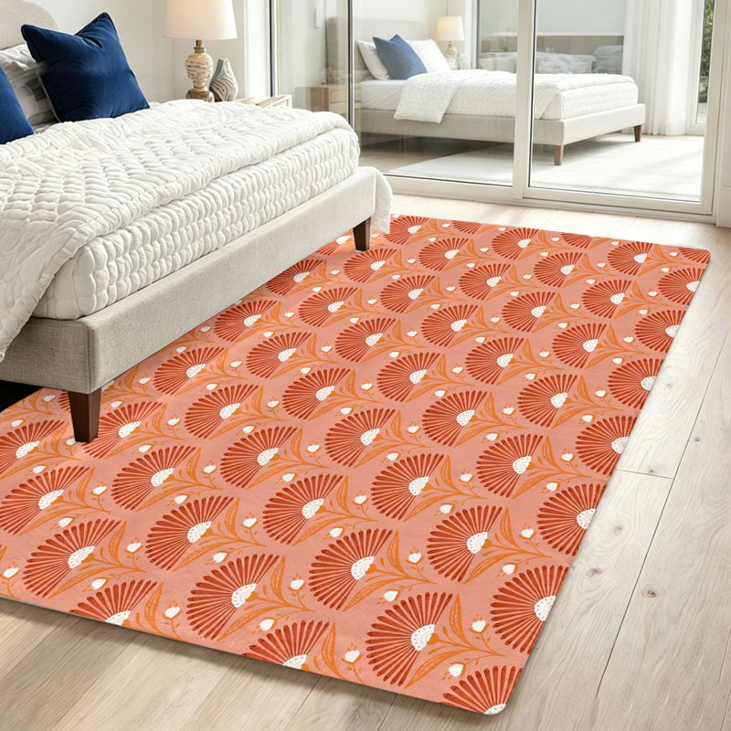 Artistic Floral Pattern Area Rug, Non-Slip Floor Mat, Indoor Decor for Living Room, Bedroom, Entryway, Home Office and Dining Spaces