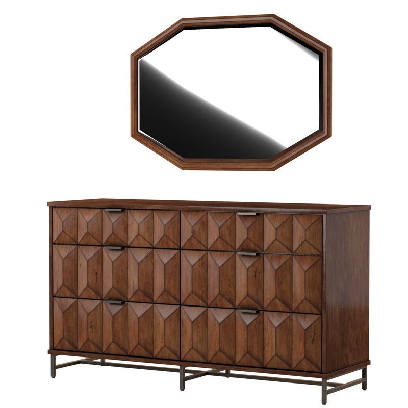 Commode double 6 tiroirs avec miroir Emden