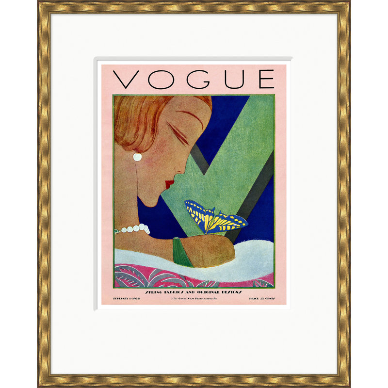 Vogue Cover, Spring Fabrics, Eduardo Garcia Benito, February 1, 1928 Print by Condé Nast, Gold