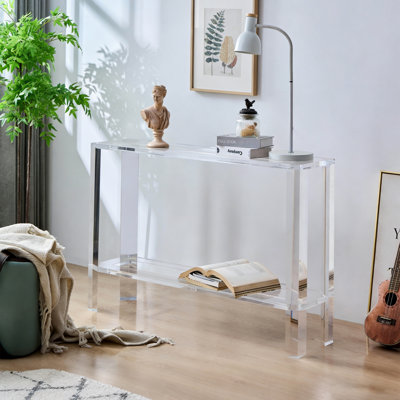 Transparent and minimalist acrylic console table