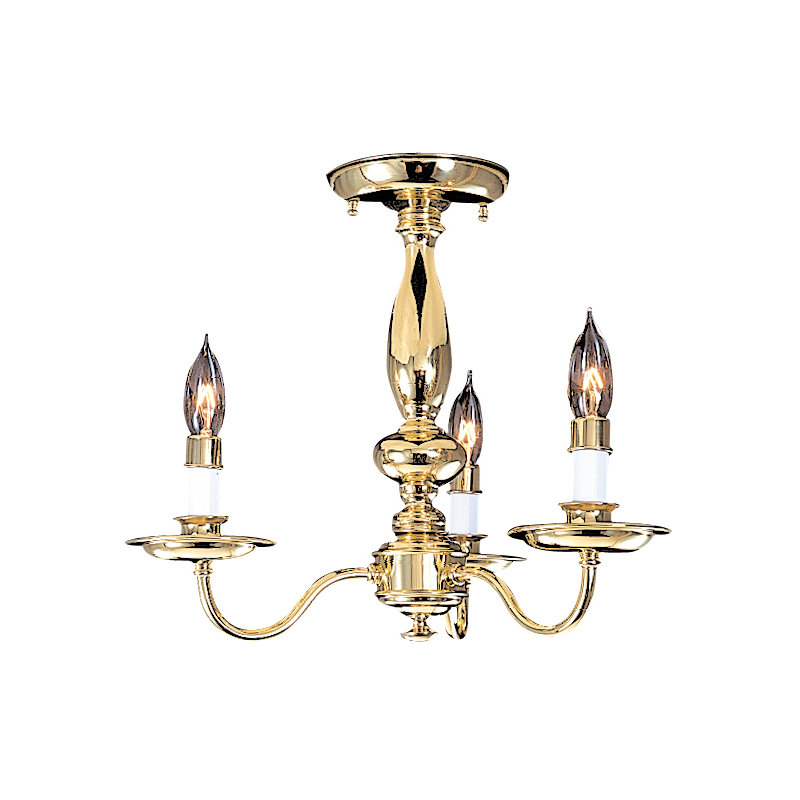 Style bougie classique/traditionnel 3 lumières lustre Jovan, Laiton poli