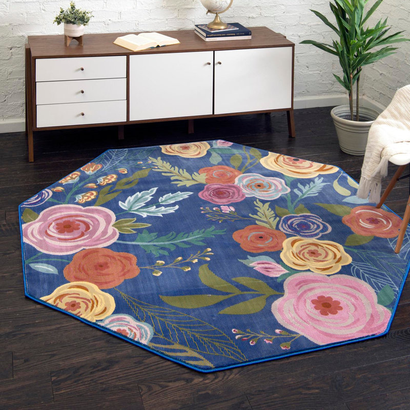 Clydie Floral Indoor Rug, Octagon 6' x 6'