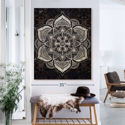 Impression sur toile noir et blanc Mandala