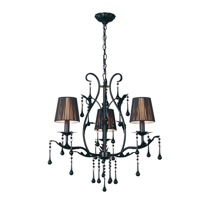 3 - Light Candle Style Chandelier, Black