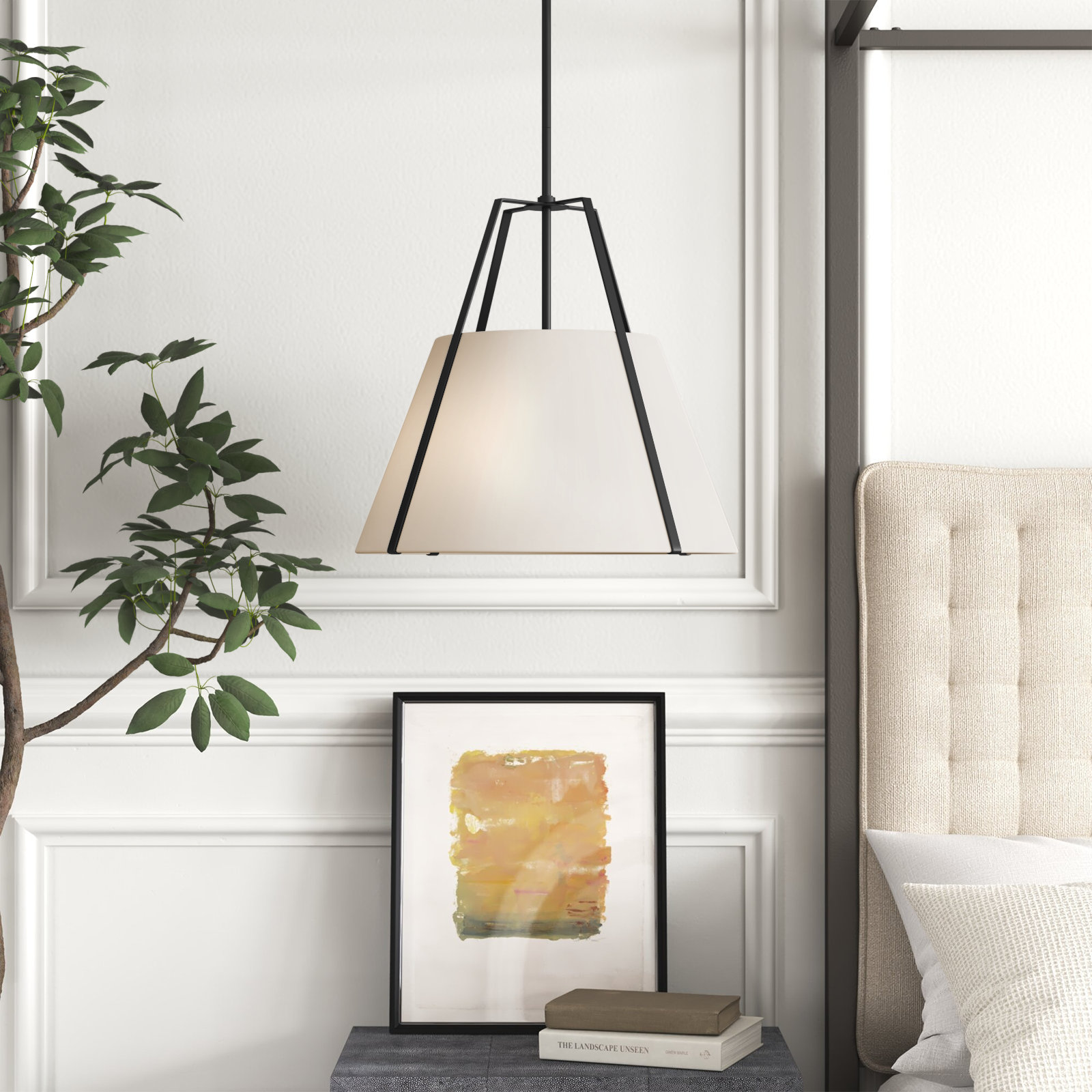 Altman 3 Light Silk Dimmable Pendant, Black
