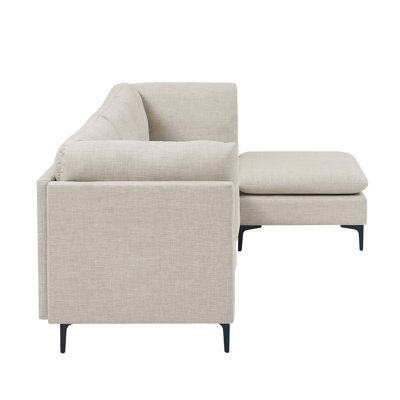 Linen Upholstered Modular Sectional With Metal Legs